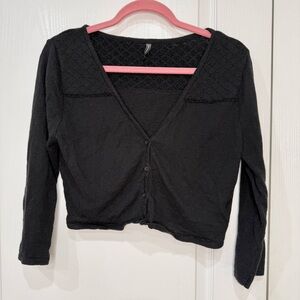 Nafnaf Cropped Black Cardigan
